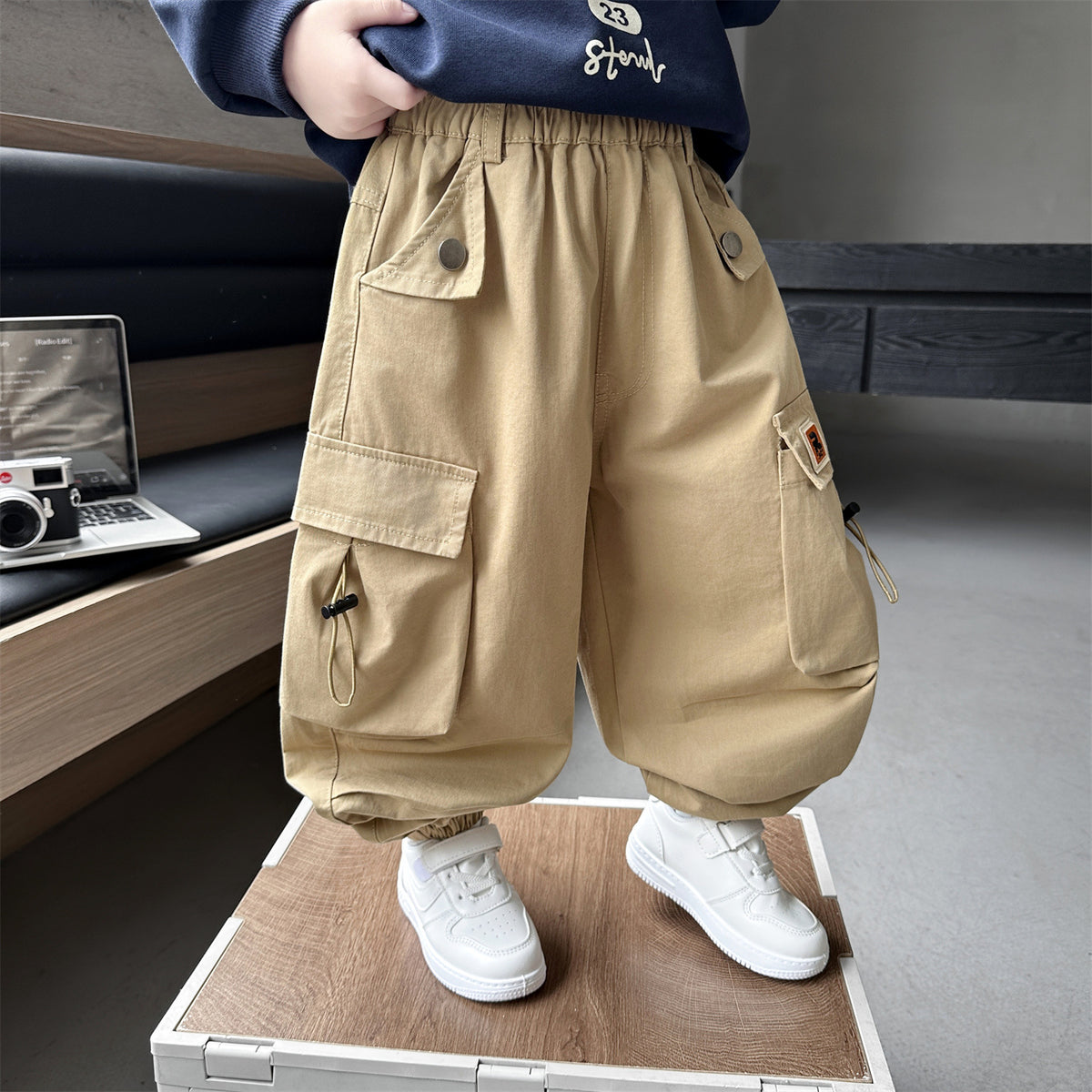 Boys' Autumn Cargo Jogger Pants Casual Trendy Kids Trousers