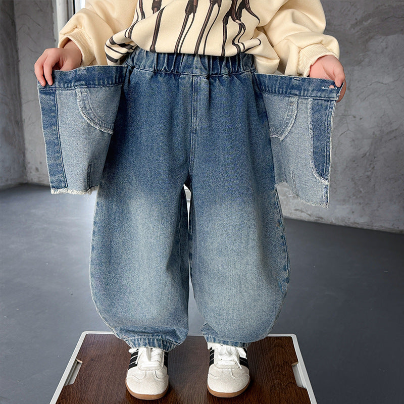 Boys Casual Loose Straight Denim Pants